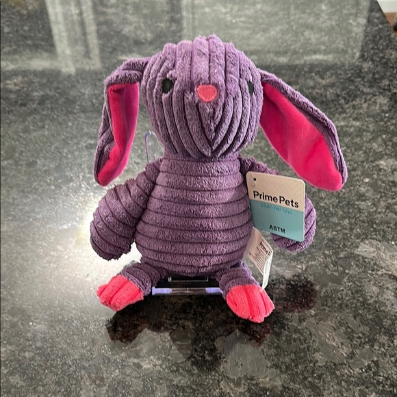 Prime Pets Purple & Pink Plush Bunny Squeaky Dog Toy NWT 11”x8” - Picture 2 of 8